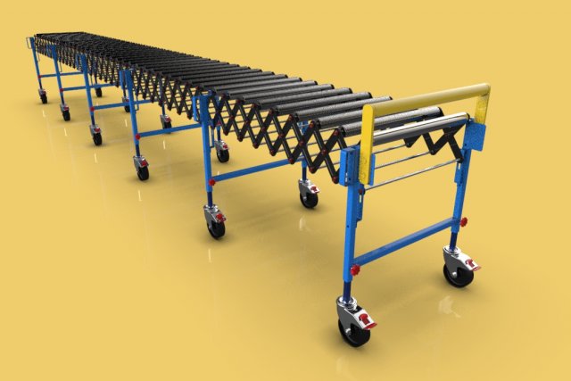 expandable flexible scissor roller conveyor Modello 3D .c4d .max .obj .3ds .fbx .stl .blend 