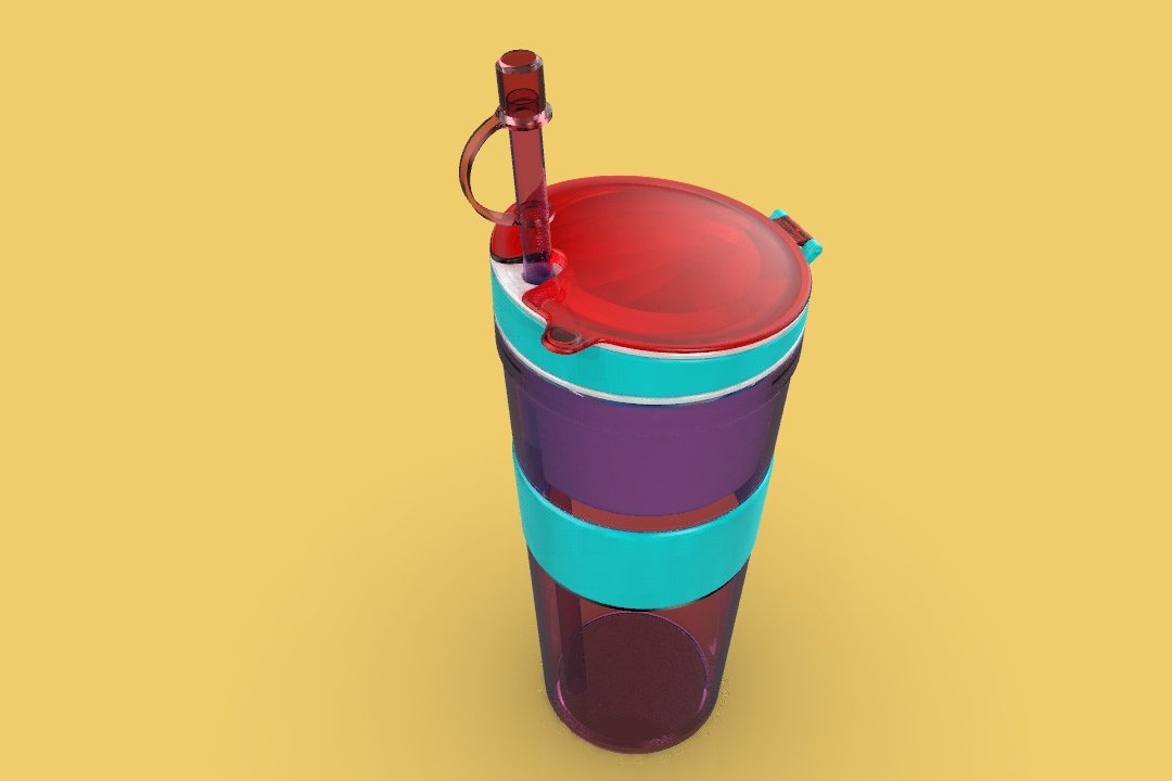 Styrofoam Cup with Plastic Lid and Straw 3D model