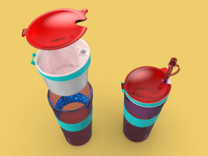 2 in 1 travel snack drink cup bottle container lid with straw 3D Model