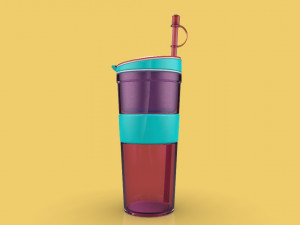 2 in 1 travel snack drink cup bottle container lid with straw 3D Model