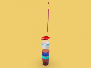 2 in 1 travel snack drink cup bottle container lid with straw 3D Model