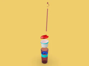 2 в 1 крышка контейнера для бутылки с закусками и напитками с соломинкой 3D Модель