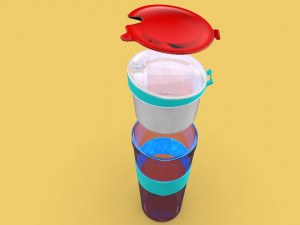 2 in 1 travel snack drink cup bottle container lid with straw 3D Model