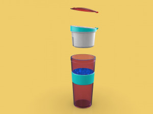 2 in 1 travel snack drink cup bottle container lid with straw 3D Model