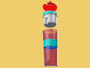 2 in 1 travel snack drink cup bottle container lid with straw 3D Model