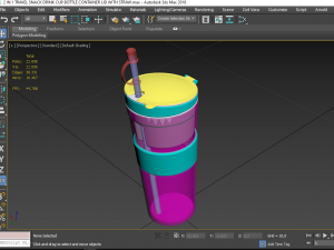 2 in 1 travel snack drink cup bottle container lid with straw 3D Model