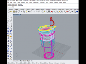 2 in 1 travel snack drink cup bottle container lid with straw 3D Model