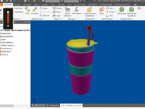 2 в 1 крышка контейнера для бутылки с закусками и напитками с соломинкой 3D Модель
