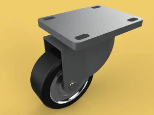 swivel casters rubber wheels steel top plate ball bearings 3D Model