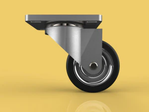 swivel casters rubber wheels steel top plate ball bearings 3D Model