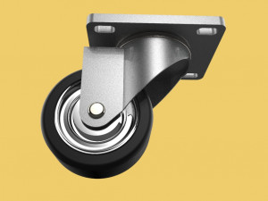swivel casters rubber wheels steel top plate ball bearings Modèle 3D