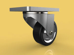 swivel casters rubber wheels steel top plate ball bearings 3D Model