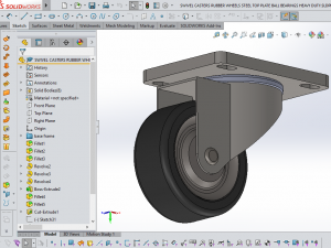 swivel casters rubber wheels steel top plate ball bearings Modèle 3D