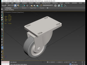 swivel casters rubber wheels steel top plate ball bearings Modèle 3D