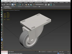 swivel casters rubber wheels steel top plate ball bearings 3D Model
