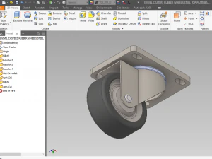 swivel casters rubber wheels steel top plate ball bearings 3D Model