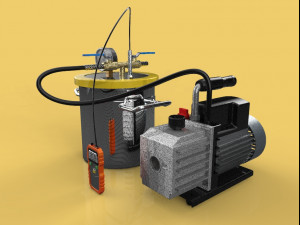 vacuum degassing chamber and pump kit 3D Модель