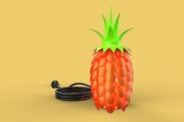 decorative pineapple night lamp sleeping for table interior Modelo 3D .c4d .max .obj .3ds .fbx .stl .blend 