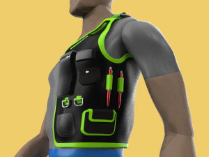 Chaleco multiusos con bolsillo para chaqueta de tela para ingeniero safety3ds. Modelo 3D