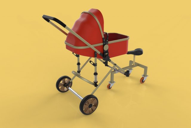 stroller baby infant trike trolley driver travel Modelo 3D .c4d .max .obj .3ds .fbx .stl .blend 