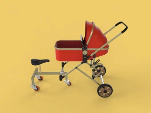 poussette b&eacute;b&eacute; tricycle chariot conducteur voyage Modèle 3D