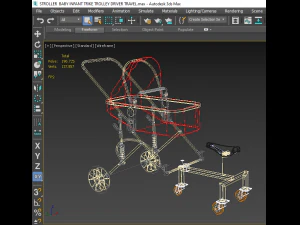 poussette b&eacute;b&eacute; tricycle chariot conducteur voyage Modèle 3D