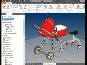 poussette b&eacute;b&eacute; tricycle chariot conducteur voyage Modèle 3D