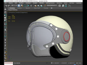 Modelo 3d vintage retr&ocirc; scooter capacete moto motocicleta Modelo 3D