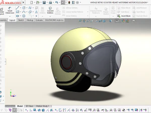 Modelo 3d vintage retr&ocirc; scooter capacete moto motocicleta Modelo 3D