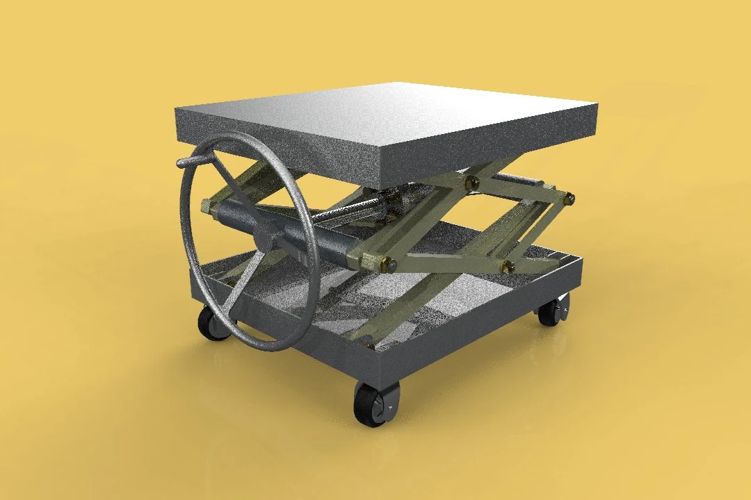 vintage industrial scissor lift table 3D Model .c4d .max .obj .3ds .fbx .stl .blend 