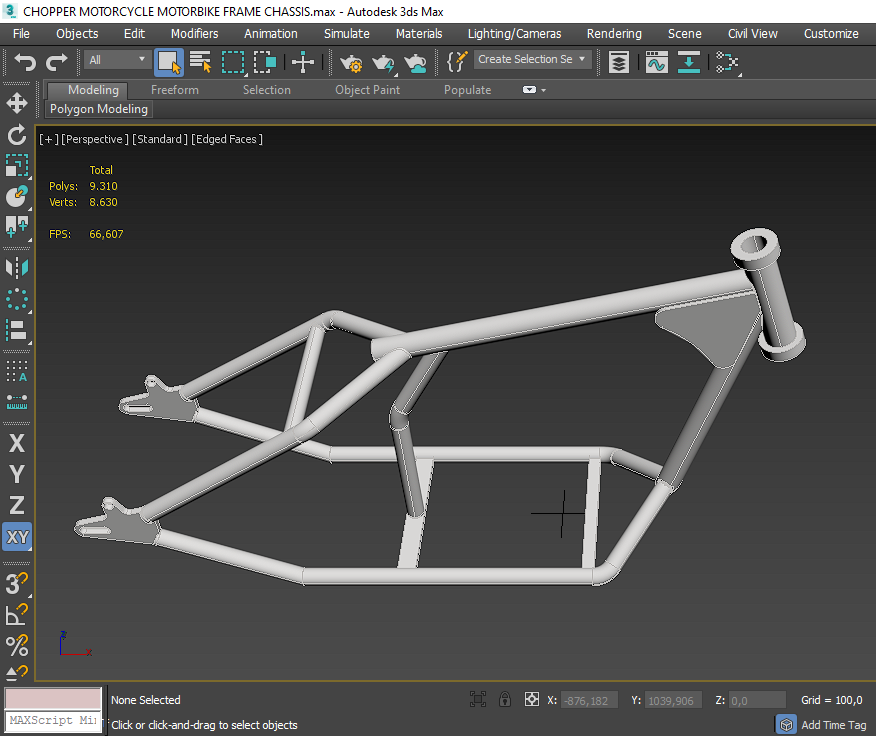 Croc-Chopper-Bike Frame Chassis, 3D CAD Model Library