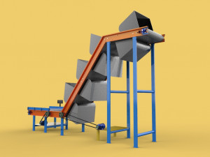 3D BUCKET CONVEYOR ELEVATOR BELT 3D Model