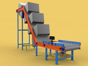3D BUCKET CONVEYOR ELEVATOR BELT 3D Model