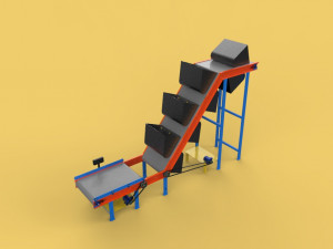 3D BUCKET CONVEYOR ELEVATOR BELT 3D Model