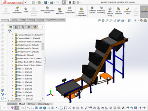 3D BUCKET CONVEYOR ELEVATOR BELT 3D Model