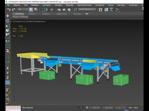 AUTOMATIC SEAFOOD FISH SORTING MACHINE CONVEYOR 3D Model