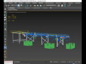 AUTOMATIC SEAFOOD FISH SORTING MACHINE CONVEYOR 3D Model