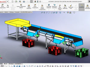 AUTOMATIC SEAFOOD FISH SORTING MACHINE CONVEYOR 3D Model