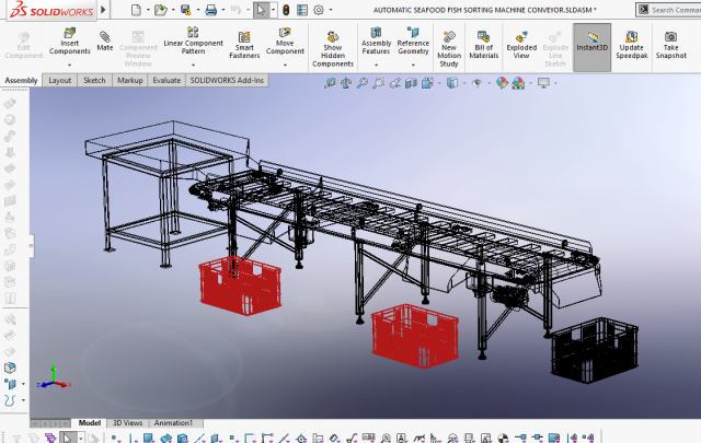 AUTOMATIC SEAFOOD FISH SORTING MACHINE CONVEYOR 3D Model in Machines ...