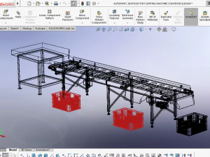 AUTOMATIC SEAFOOD FISH SORTING MACHINE CONVEYOR 3D Model