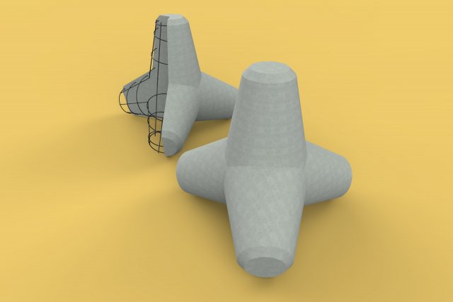 TETRAPOD BREAK WATER SEAWALL ARMOURING Modelo 3D .c4d .max .obj .3ds .fbx .stl .blend 