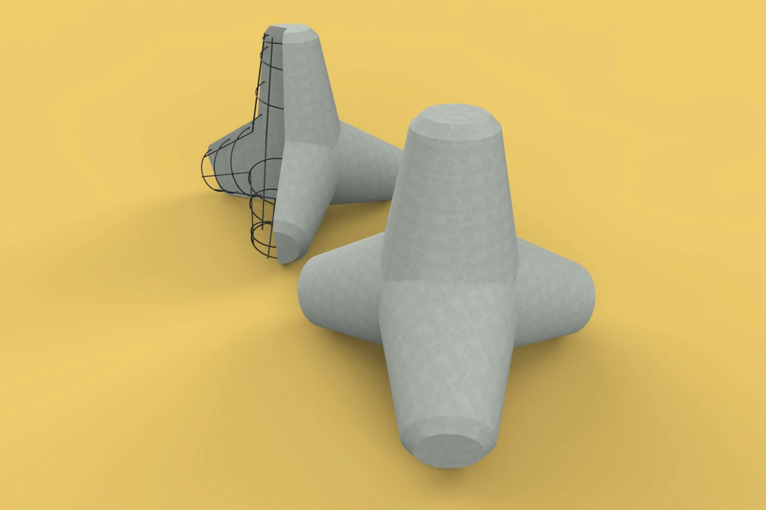 TETRAPOD BREAK WATER SEAWALL ARMOURING 3D Model .c4d .max .obj .3ds .fbx .stl .blend