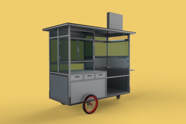 FRIED FOOD CART FRYER FOOD TRUCK CATERING SERVICE MOBILE OUTDOOR 3D Model .c4d .max .obj .3ds .fbx .stl .blend 