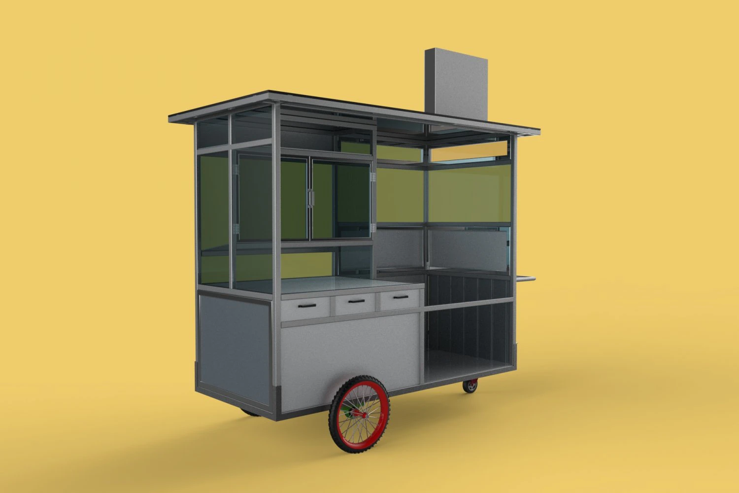 FRIED FOOD CART FRYER FOOD TRUCK CATERING SERVICE MOBILE OUTDOOR 3D Model .c4d .max .obj .3ds .fbx .stl .blend 