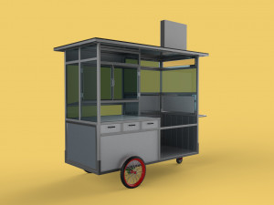 FRIED FOOD CART FRYER FOOD TRUCK CATERING SERVICE MOBILE OUTDOOR 3D Model