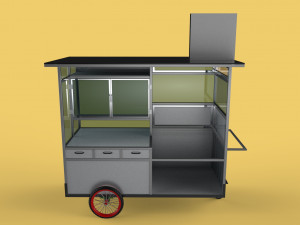 FRIED FOOD CART FRYER FOOD TRUCK CATERING SERVICE MOBILE OUTDOOR 3D Model
