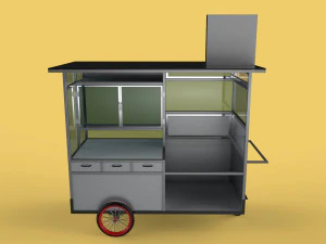 FRIED FOOD CART FRYER FOOD TRUCK CATERING SERVICE MOBILE OUTDOOR 3D Model