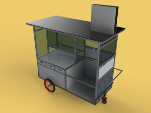 FRIED FOOD CART FRYER FOOD TRUCK CATERING SERVICE MOBILE OUTDOOR 3D Model