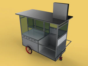 FRIED FOOD CART FRYER FOOD TRUCK CATERING SERVICE MOBILE OUTDOOR 3D Model