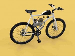 BICICLETA DE IMPULSO MOTORIZADA BICICLETA MTB MOTOR A GASOLINA MOTORIZADO Modelo 3D
